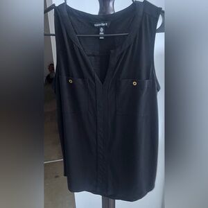 Ellen Tracy Black Top with Gold Accents